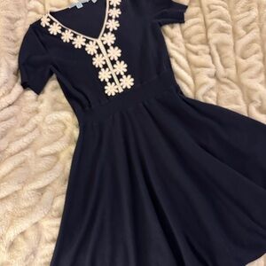 Draper James Blue Fit and Flare V-Neck Dress Size 6 A-line